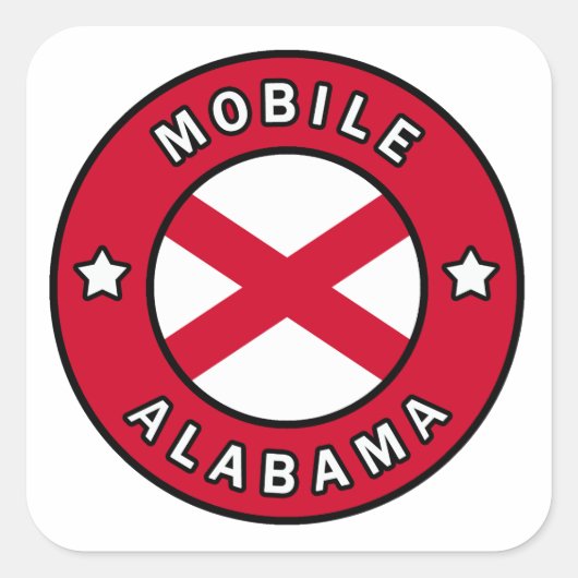 Mobile Alabama Quadratischer Aufkleber (Vorderseite)