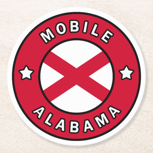 Mobile Alabama Runder Pappuntersetzer (Vorderseite)