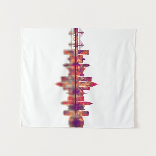 Mobile Alabama Skyline Wandteppich (Vorderseite (Horizontal))