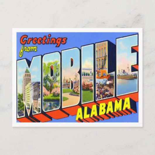Mobile, Alabama Vintag Big Letters Postcard Postkarte (Vorderseite)