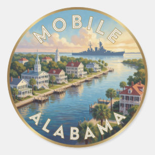 Mobile Alabama Waterfront Südstaaten Reise Runder Aufkleber