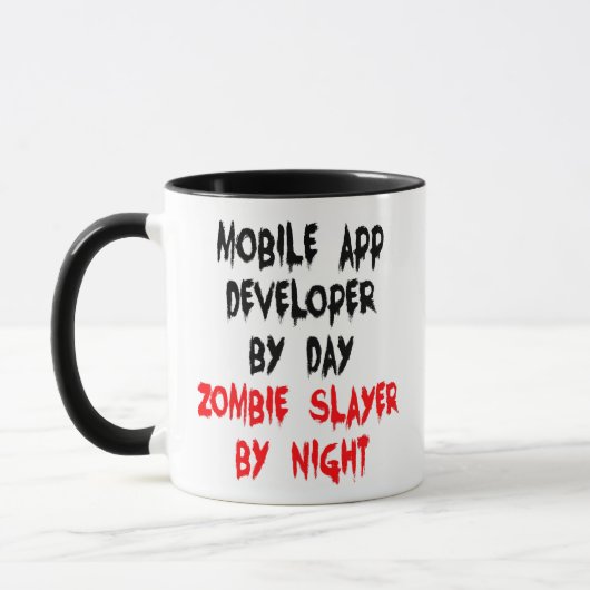 Mobile App Developer Zombie Slayer Joke Tasse (Links)