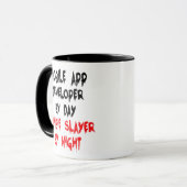 Mobile App Developer Zombie Slayer Joke Tasse (Vorderseite Links)