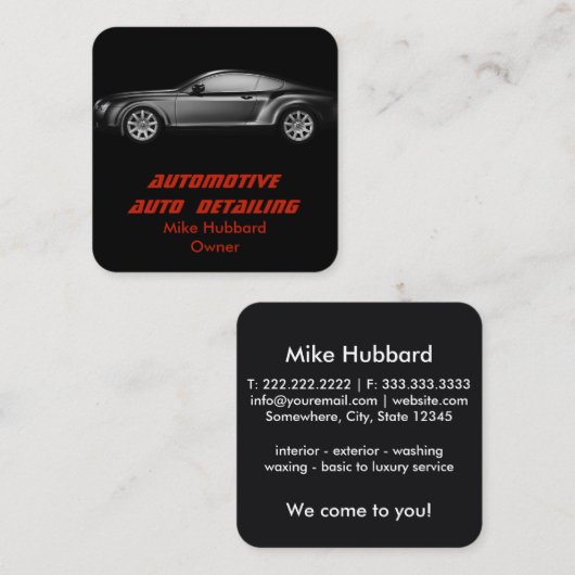 Mobile Auto Detection Service Business Card Quadratische Visitenkarte (Vorne/Hinten)