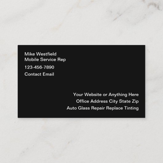 Mobile Auto Glass Repair Replace Visitenkarte (Rückseite)