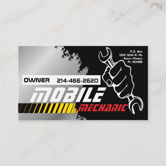 Mobile Auto Mechanic Car Repair Editable Visitenkarte (Vorderseite)