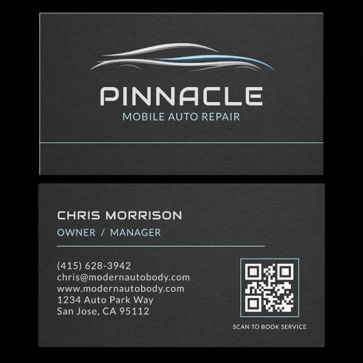 Mobile Auto Repair QR Code Professional Visitenkarte
