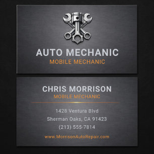 Mobile Automechaniker-Reparatur Metallisch Visitenkarte