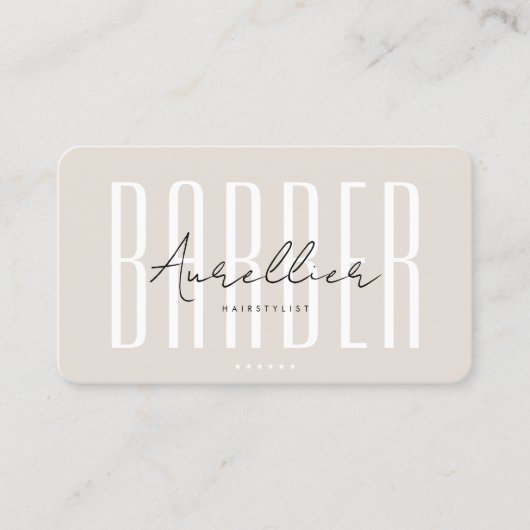 Mobile Barber Barbershop Sand Script Minimal Visitenkarte (Vorderseite)