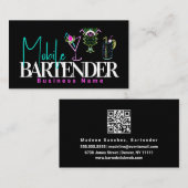Mobile Barkeeper Club Bar Neon Drinks Visitenkarte (Vorne/Hinten)