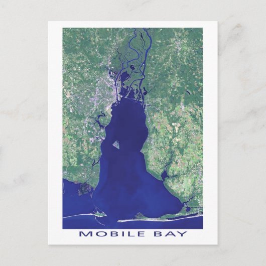 Mobile Bay Alabama Satellite-Foto Postkarte (Vorderseite)