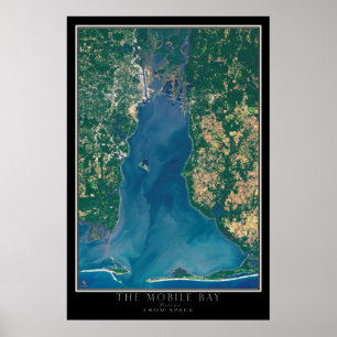 Mobile Bay Alabama Satellite Poster Karte