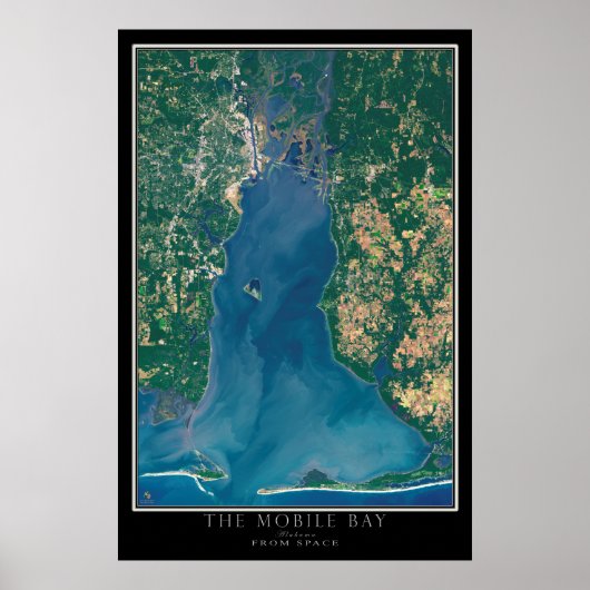 Mobile Bay Alabama Satellite Poster Karte (Vorne)