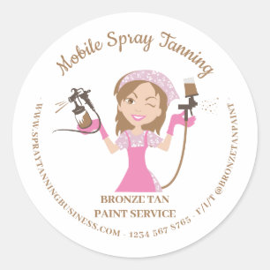 Mobile Bräunungsspray Körperfarbe Lady Boss Runder Aufkleber