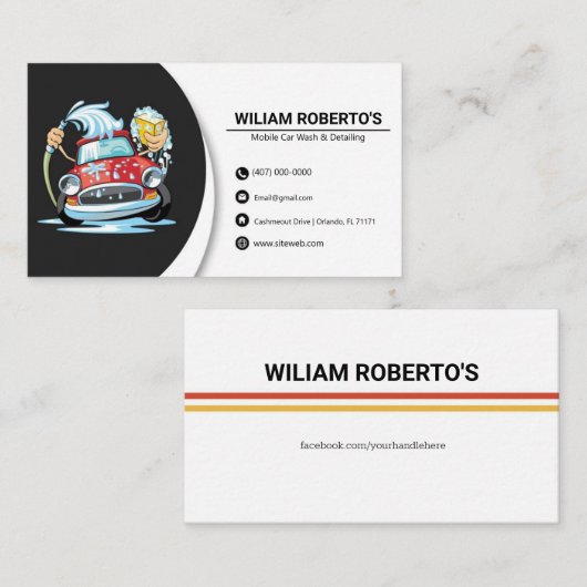 Mobile Car Wash Business Cards Visitenkarte (Vorne/Hinten)