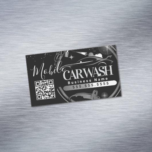Mobile Car Wash Detail - Business Logo QR Code B Magnetische Visitenkarte (Beispiel)