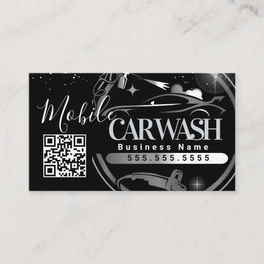 Mobile Car Wash Detail - Business Logo QR Code B Visitenkarte (Vorderseite)