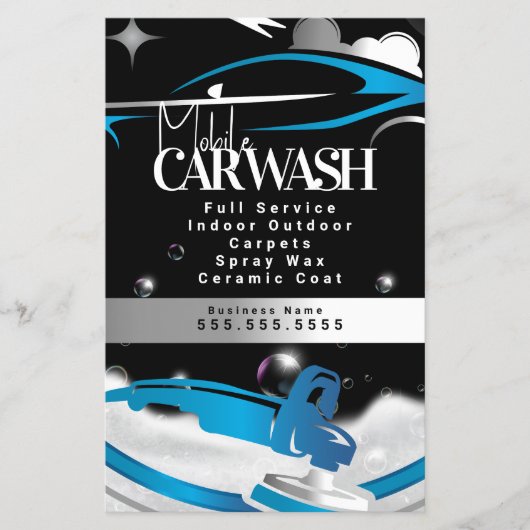 Mobile Car Wash Detailing Logo Blue Flyer (Vorne)