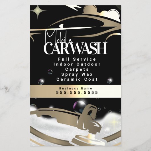 Mobile Car Wash Detailing Logo Gold Flyer (Vorne)