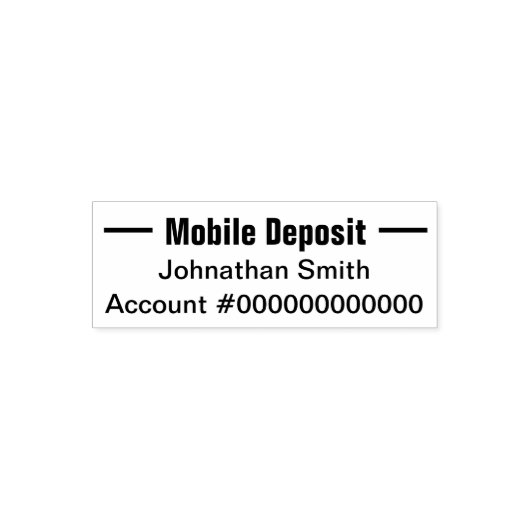 Mobile Deposit mit Name Bank Account Number Self- Permastempel (Design)