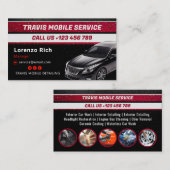 Mobile Detection Business | Modern Black Red Visitenkarte (Vorne/Hinten)