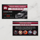 Mobile Detection Business | Modern Black Red Visitenkarte (Vorne/Hinten)