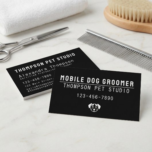Mobile Dog Groomer Modern Bold Professional Visitenkarte