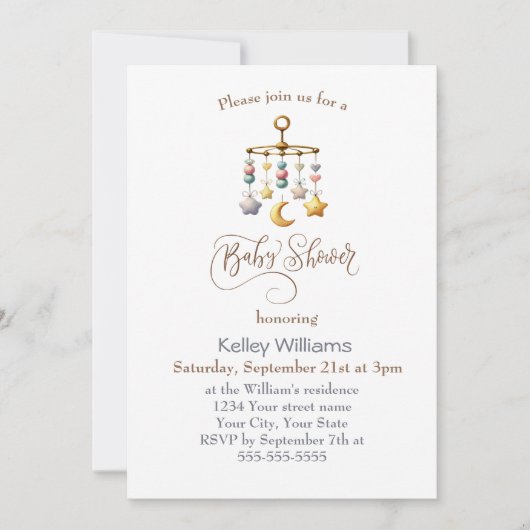 Mobile Einladung zur Babydusche (Vorderseite)