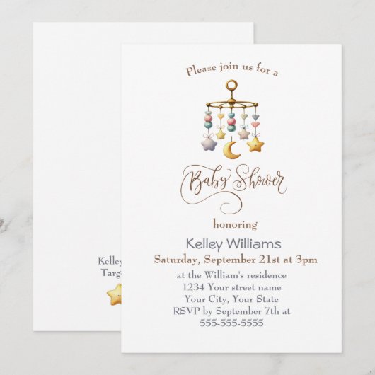 Mobile Einladung zur Babydusche (Vorne/Hinten)