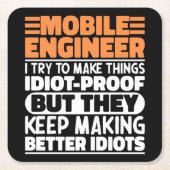 Mobile Engineer Ich versuche Dinge zu Lustigen Spr Rechteckiger Pappuntersetzer (Vorderseite)