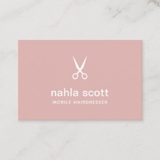 Mobile Friseur Dusty Pink Schere UK/Euro Visitenkarte