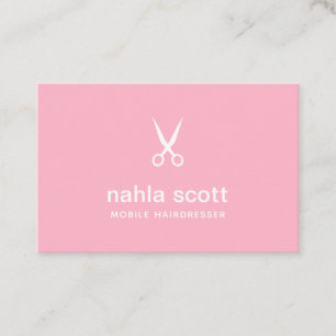 Mobile Friseur Pink Schere UK/Euro Visitenkarte