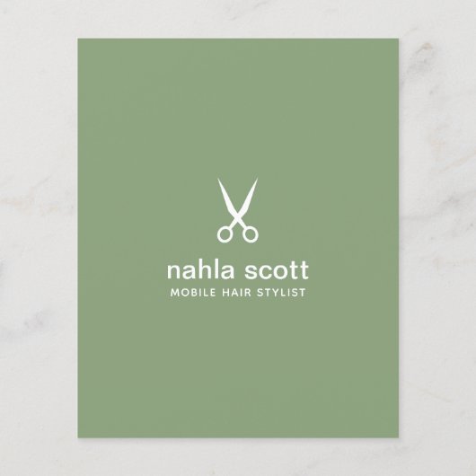 Mobile Hair Stylist Scheren Modernes Grün Flyer (Hinten)