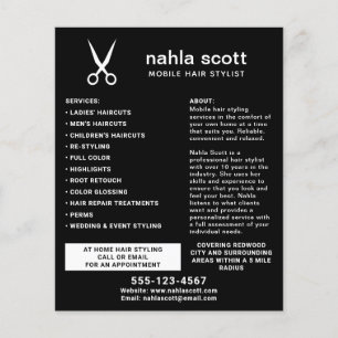 Mobile Hair Stylist Scheren Modernes Schwarz Flyer