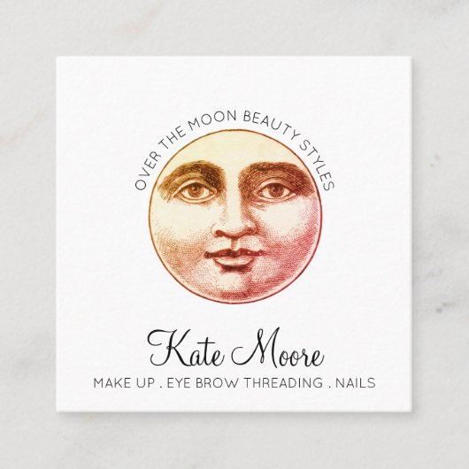 Mobile Makeup Artist über den Mond Quadratische Visitenkarte (Vorderseite)
