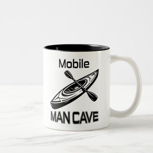 Mobile Man Cave Kayak Zweifarbige Tasse (Rechts)