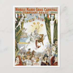 Mobile Mardi Gras 1900 Poster Postkarte