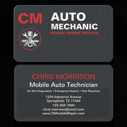 Mobile Mechanic Auto Repair Services Visitenkarte