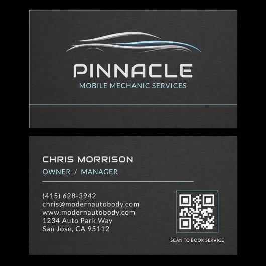 Mobile Mechanic Services QR Code Professional Visitenkarte