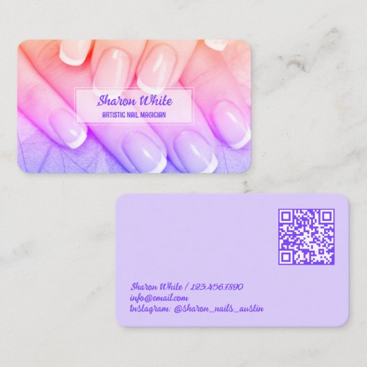 💅🏻 Mobile Nail Tech QR Visitenkarte (Vorne/Hinten)