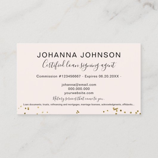 Mobile Notar chic gold-folienfotografie Visitenkarte (Rückseite)