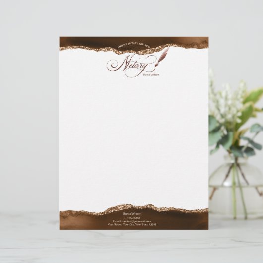 Mobile Notar & Loan Signature Agent Pink Agate Fly Briefbogen (Stehend Vorderseite)