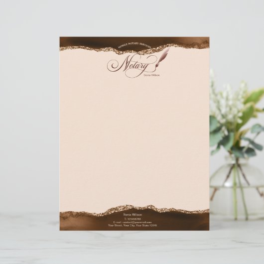 Mobile Notar & Loan Signature Agent Pink Agate Fly Briefbogen (Stehend Vorderseite)