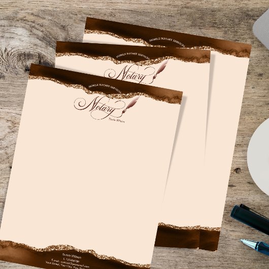 Mobile Notar & Loan Signature Agent Pink Agate Fly Briefbogen