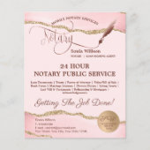 Mobile Notar & Loan Signature Agent Pink Agate Fly Flyer (Vorne)