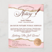 Mobile Notar & Loan Signature Agent Pink Agate Fly Flyer (Vorne)