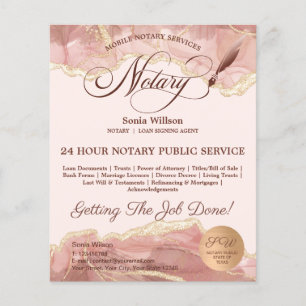 Mobile Notar & Loan Signature Agent Pink Agate Fly Flyer