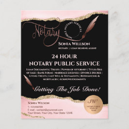 Mobile Notar & Loan Signature Agent Pink Agate Fly Flyer