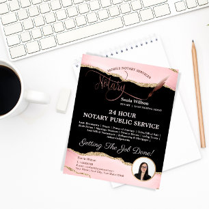 Mobile Notar & Loan Signature Agent Pink Agate Fly Flyer