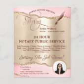 Mobile Notar & Loan Signature Agent Pink Agate Fly Flyer (Vorne)